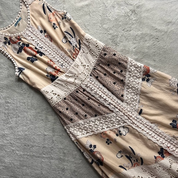 Anthropologie Dresses & Skirts - Anthropologie Leifnotes Field Biology Floral Patchwork Lace Hi-Low Maxi Dress